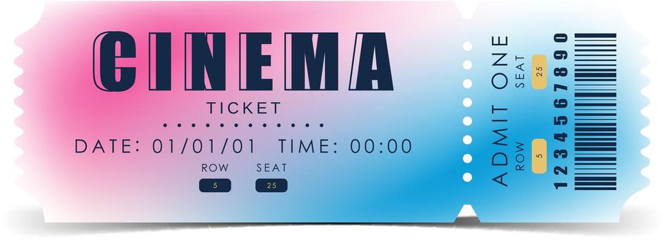 Cinema ticket design. Ticket design template. Vector illustration.