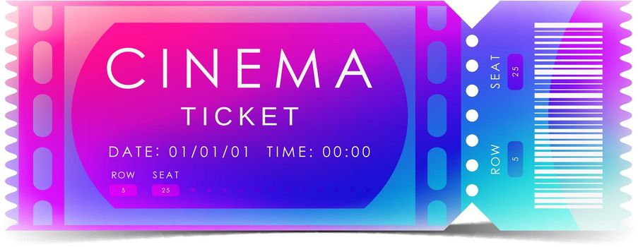 Cinema ticket design. Modern ticket card template. Vector illustration.