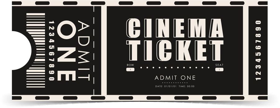 Cinema ticket template. Modern elegant ticket card illustration template. Vector.