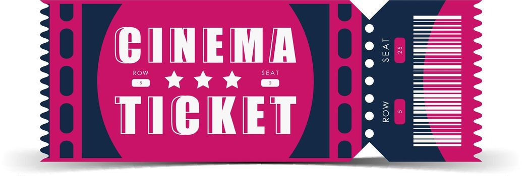 Cinema ticket design. Modern ticket card template. Vector.