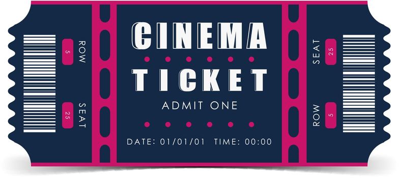 Cinema ticket template. Modern elegant ticket card illustration template. Vector.