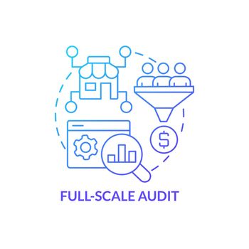 Full scale audit blue gradient concept icon