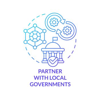 Partner with local governments blue gradient concept icon
