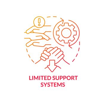 Limited support systems red gradient concept icon