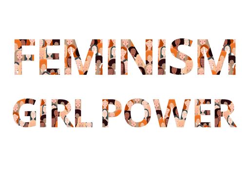 Vector Text set Girl power and Feminism