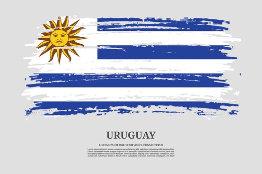 Uruguay flag with brush stroke effect and information text poster, vector