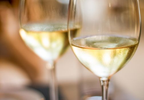 French white wine in a restaurant in Paris, travel experience