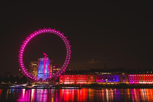 London eye at night, London