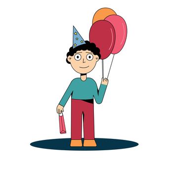 Boy in a party cap with balloons