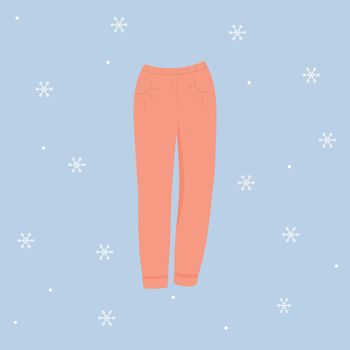 Winter pants. Warm pants. Winter clothing Flat vector illistration