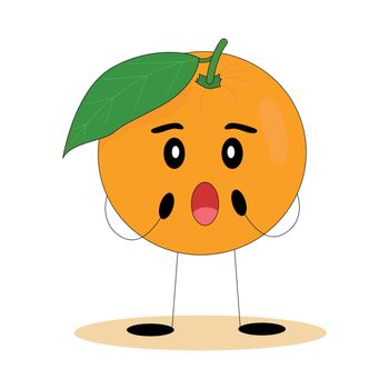Funny orange. Orange with cute face. Flat vector illustration.
