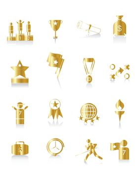 Set of gold sport icons