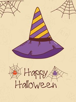 Halloween hand drawn invitation or greeting card. Trick or treat concept. Vector illustration