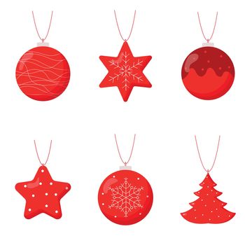 Cute set of christmas tree balls. Flat vector illustration