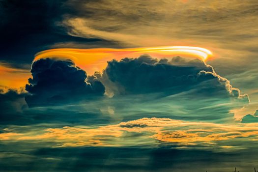 A Rare Look at an Iridescent Cloud. fire rainbows or rainbow clouds. Iridescent Pileus Cloud colorful optical phenomenon sky
