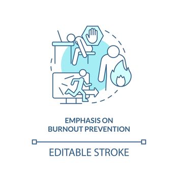 Emphasis on burnout prevention turquoise concept icon