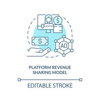Platform revenue sharing model turquoise concept icon
