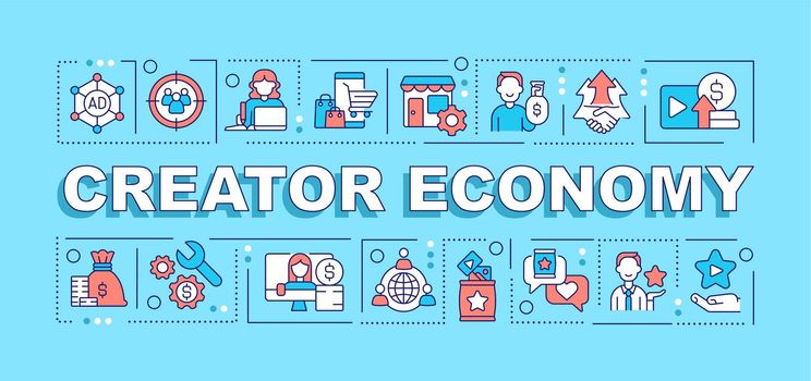 Creator economy word concepts turquoise banner