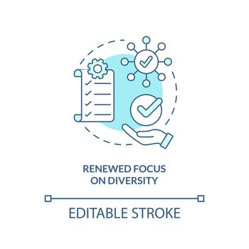 Renewed focus on diversity turquoise concept icon