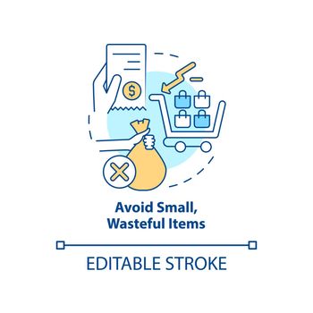 Avoid small wasteful items concept icon