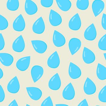 Blue water drops seamless pattern. Flat illustration