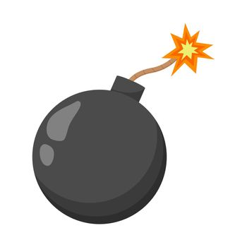 Black bomb isolated on white background. Flat vector Illustration