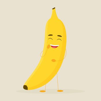 Cute banana isolated on white background. Character design