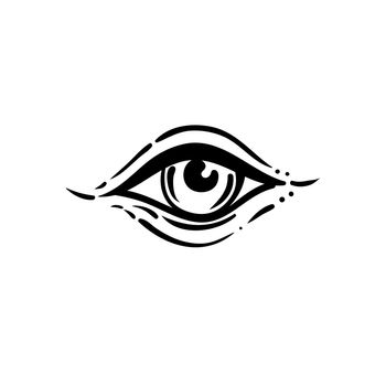 Blackwork tattoo flash. Eye of Providence. Masonic symbol. All seeing eye inside triangle pyramid. New World Order. Sacred geometry, occultism. Isolated vector illustration