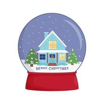 Snow globe with a town. Winter wonderland scenes in a snow globe.
