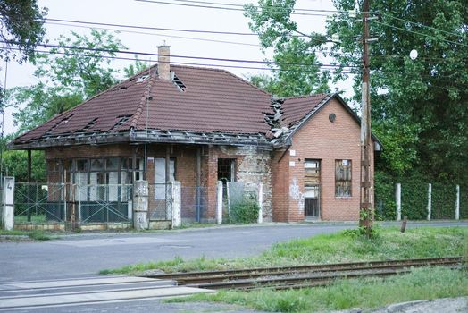 Retro abandoned motel across the road