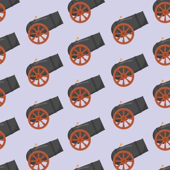 Ancient cannon seamless pattern. Flat vector illustration