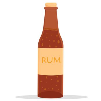 Cartoon rum bottle isolated on white background