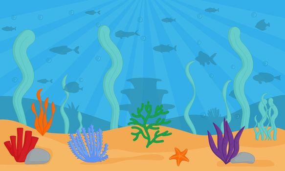 Aquarium seaweed seamless pattern. Sea plants, ocean algae