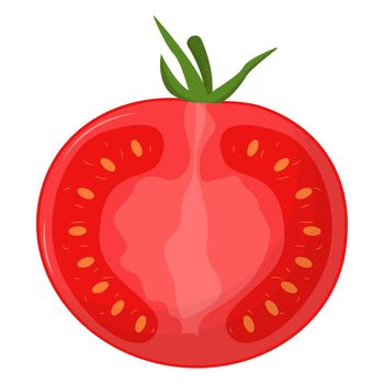 Half of tomato isolated on white background. Flat vector illustration