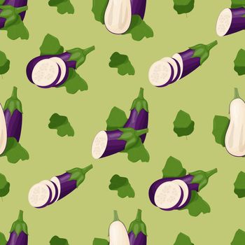 Cute eggplant seamless pattern. Flat vector illustration