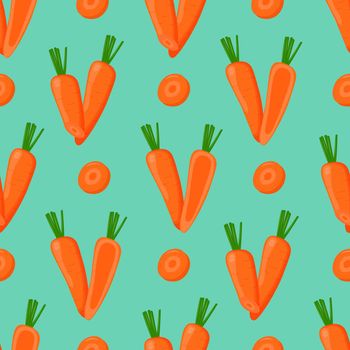 Cute carrot seamless pattern. Flat vector illustration