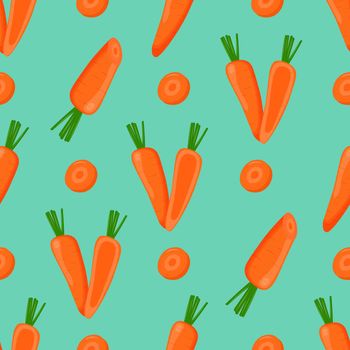 Cute carrot seamless pattern. Flat vector illustration