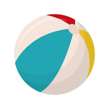 Colorful beach ball isolated on white background. Beach ball in multiple colors. Flat vector illustration