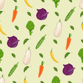 Vegetables seamless pattern. Vegetarian food, healthy eating concept. Flat vector illustration