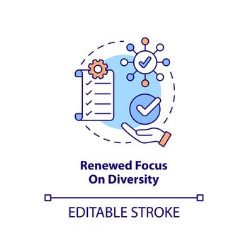 Renewed focus on diversity concept icon