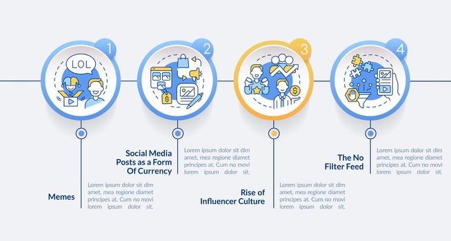Social media tendencies blue circle infographic template