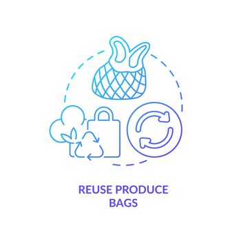 Reuse produce bags blue gradient concept icon