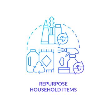 Repurpose household items blue gradient concept icon
