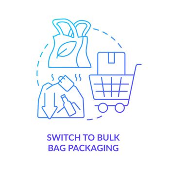 Switch to bulk bag packaging blue gradient concept icon