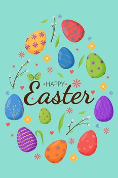 Happy Easter lettering. Spring holiday. Happy easter eggs. Happy Easter banners, greeting cards, posters, holiday covers.