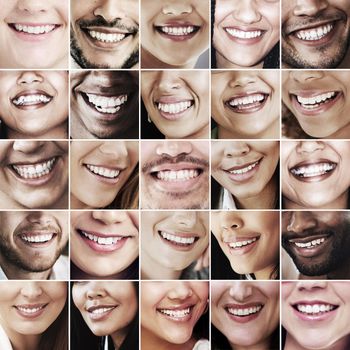 So many smiles. Which one is your favorite. Composite image of an assortment of people smiling.