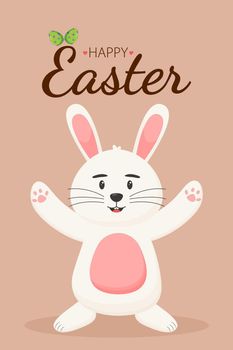 Cute Easter bunny. Easter concept. Happy Easter banners, greeting cards, posters, holiday covers.