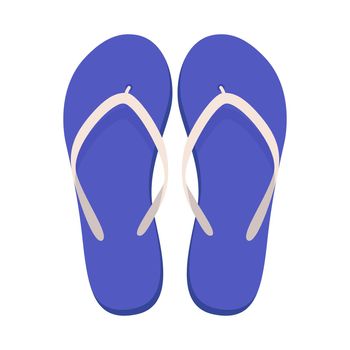 Pair of beach slippers. Summer flip flops. Flat vector illustration
