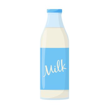 Bottle of milk. Elements for design farm products, healthy food. Flat vector illustration.