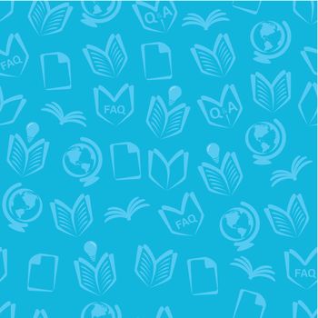 Education Background, Vector Looped Pattern - Wallpaper in blue color with symbols of science and study.